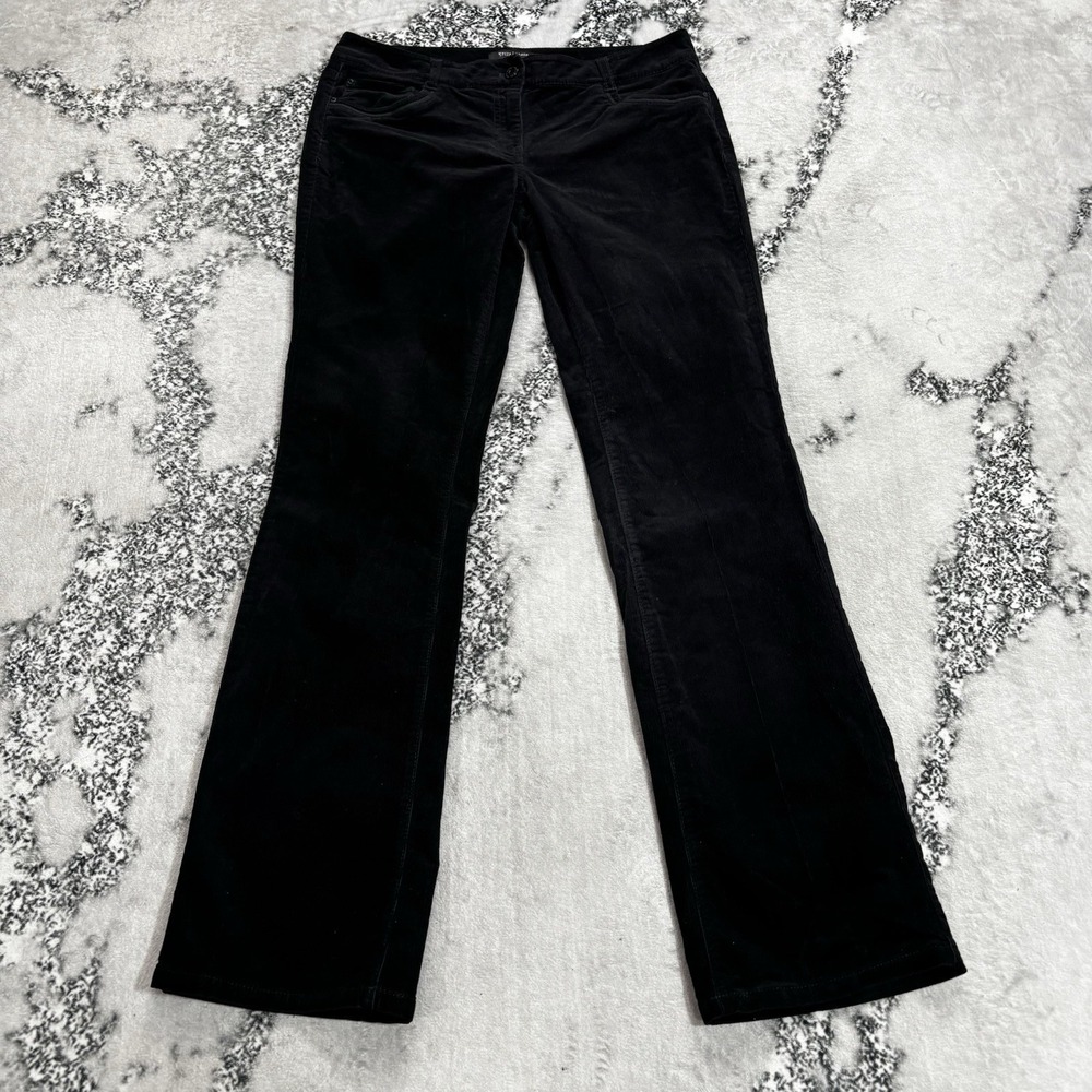 White House Black Market Women's Size 8P Black Velvet Bootcut Pants Petite